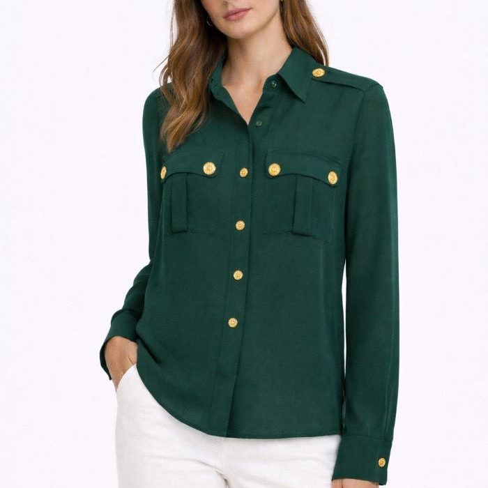 CAMISA J´AIMÉ VERDE OSCURO CON BOTONES DORADOS