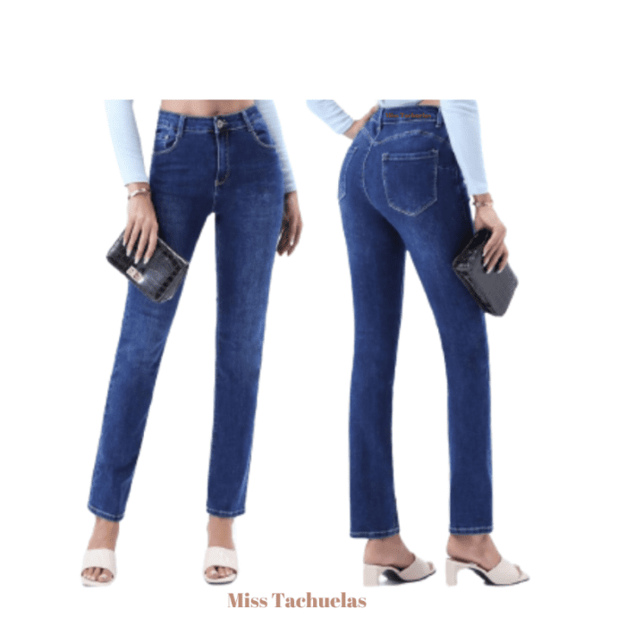 JEANS DE MUJER RECTOS EFECTO PUSH UP CON TIRO ALTO