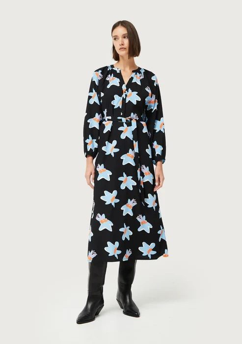 VESTIDO LARGO ESTAMPADO FLORAL CALATEA NEGRO COMPAÑÍA FANTÁSTICA
