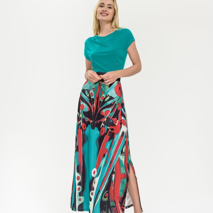 CAMISETA BRIONA TURQUESA MALALÁ MANGA CORTA CON FRUNCIDO