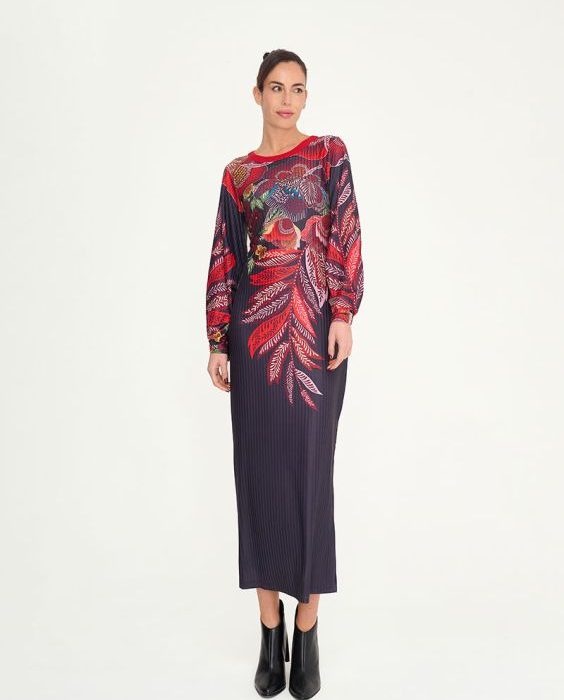 VESTIDO CARÁCTER MALALÁ LARGO CON ESTAMPADO ORIENTAL