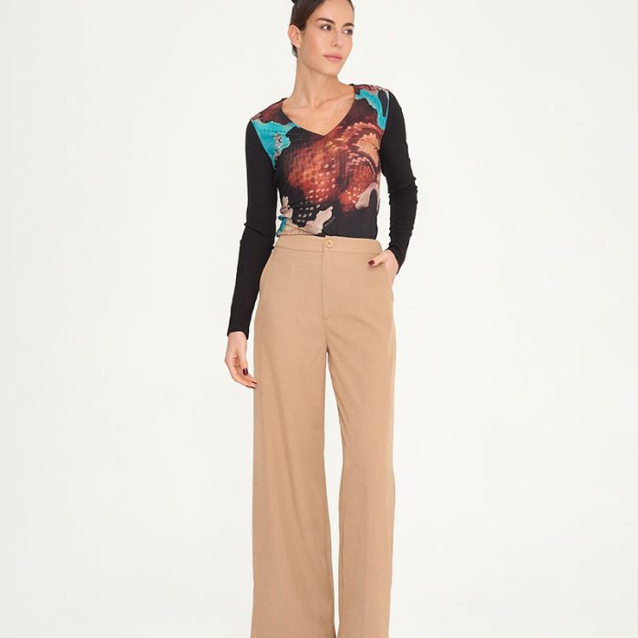 CAMISETA AST MALALÁ ESTAMPADO ABSTRACTO CUELLO DE PICO Y MANGA LARGA