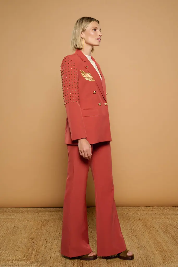 CHAQUETA TEJA JACKET MINUETO CON TACHUELAS Y BORDADO ALAS - Imagen 4