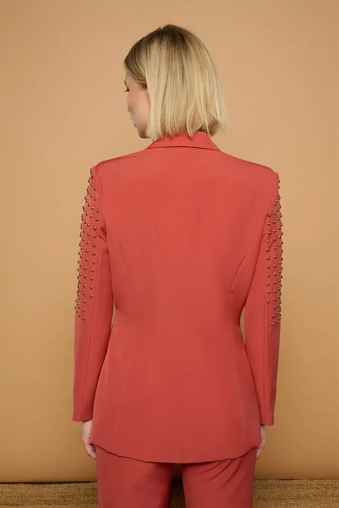 CHAQUETA TEJA JACKET MINUETO CON TACHUELAS Y BORDADO ALAS - Imagen 6