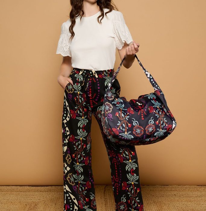 Pantalón catxuli Minueto con estampado floral boho y goma cintura