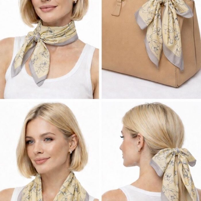 PAÑUELO CUELLO AMARILLO CON ESTAMPADO FLORAL