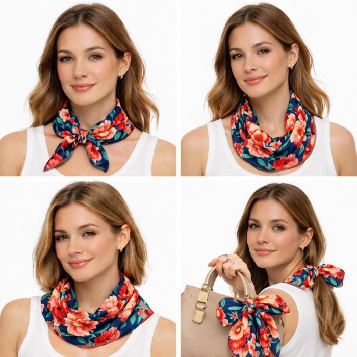 PAÑUELO CUELLO AZUL CON ESTAMPADO FLORAL