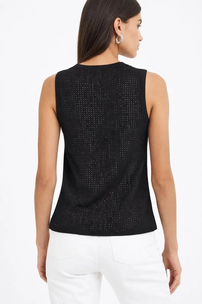 TOP NEGRO CON STRASS Y CUELLO REDONDO LEMAILLE - Imagen 3