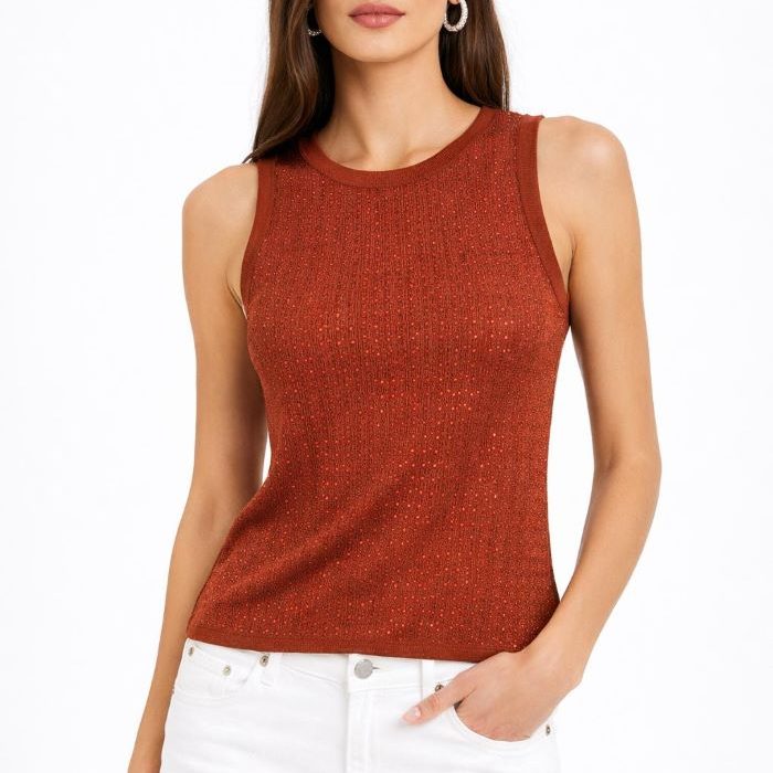 Top teja sin mangas con strass brillantes de LEMAILLE