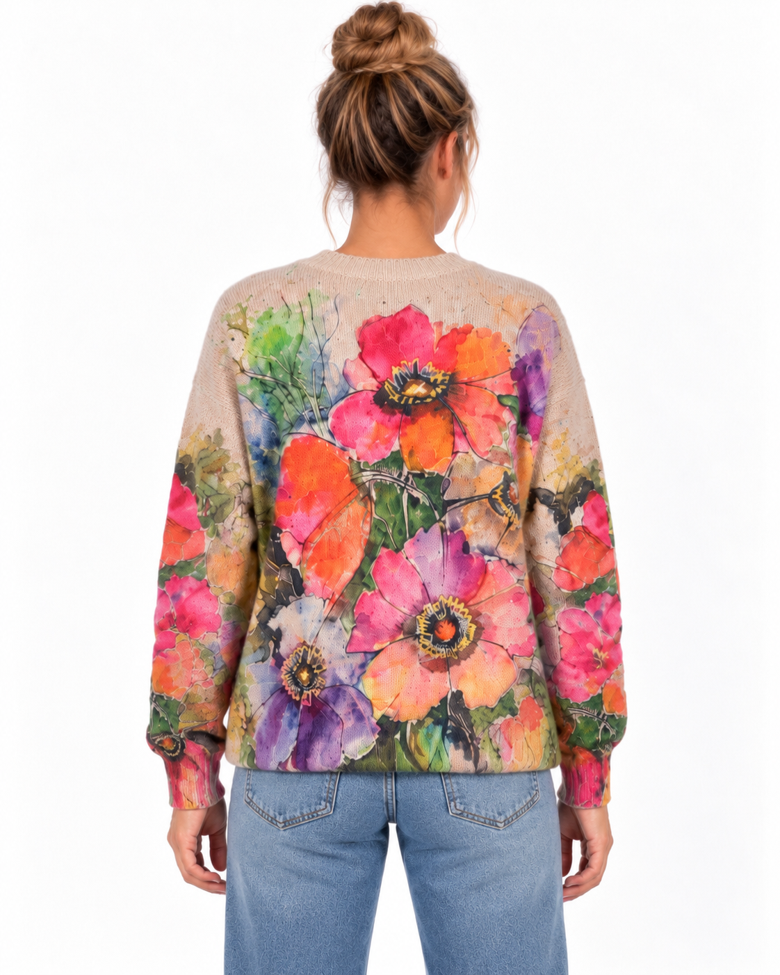 Jersey Kahyra Amapola de punto estampado floral vista espalda