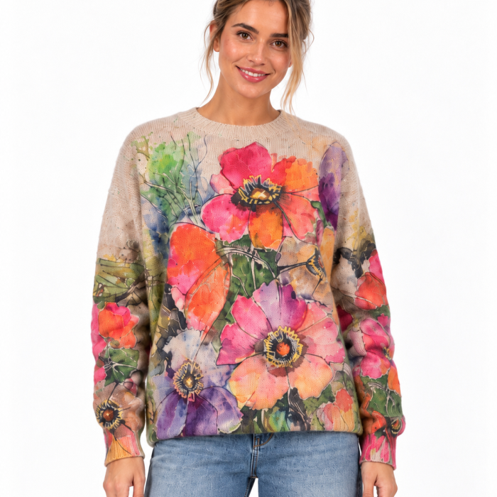 Jersey Kahyra Amapola de punto estampado floral multicolor mujer