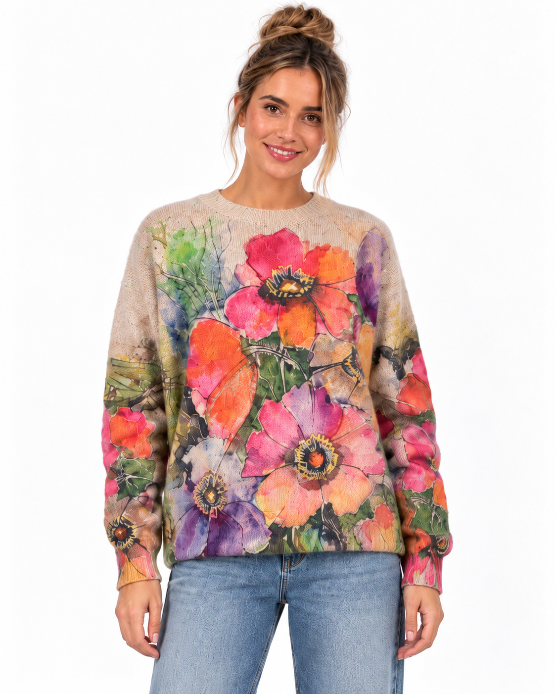 Jersey Kahyra Amapola de punto estampado floral multicolor mujer