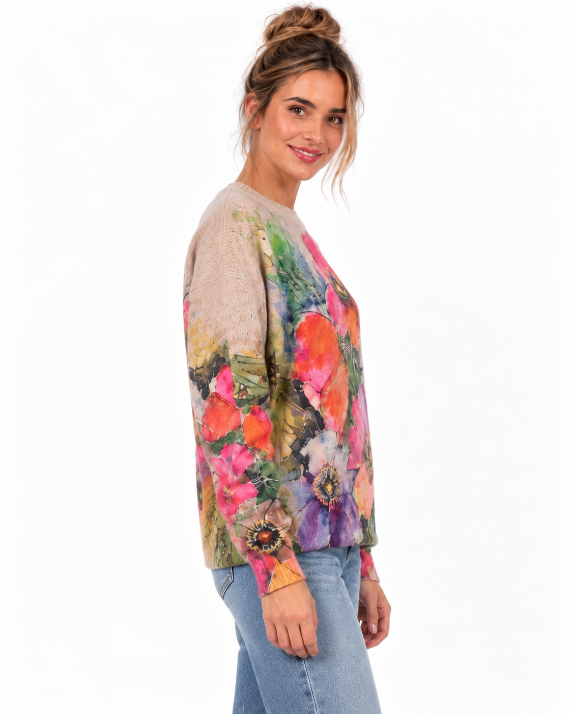 Jersey Kahyra Amapola estampado floral de punto vista lateral