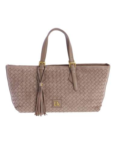 Bolso shopper Palma Don Algodón antelina trenzada color taupe