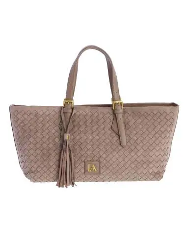 Bolso shopper Palma Don Algodón antelina trenzada color taupe